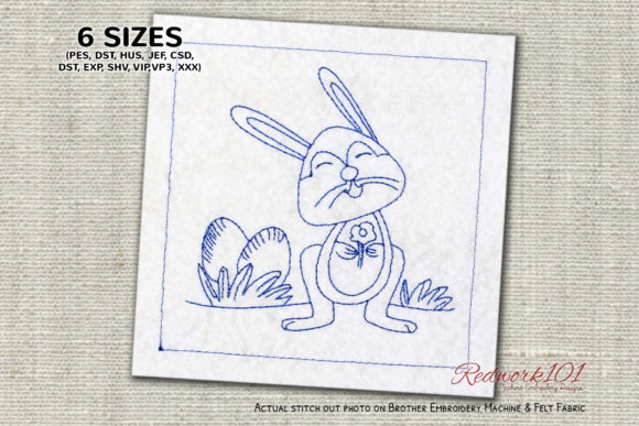 A Designer's Review of the Easter Bunny with Flower Redwork Embroidery
