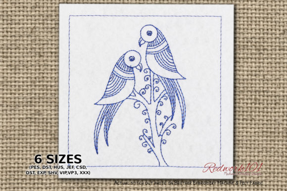 An Embroidery Designer's Review of Love Birds Zentangle Lineart