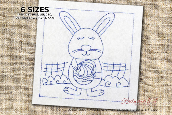 Bunny Holding Egg Easter Redwork Embroidery Review
