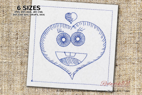 Cute Heart Face Redwork Review for Boutique Apparel
