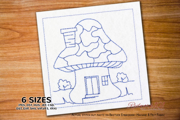 Fantasy Mushroom House Embroidery for Boutique Sweatshirts