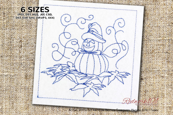 Pumpkin Halloween Guard Redwork Embroidery Design Review