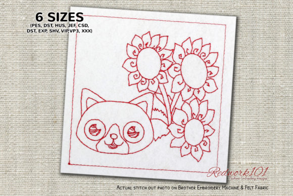 Reviewing Cute Kitten with Sun Flowers Redwork for Business Use