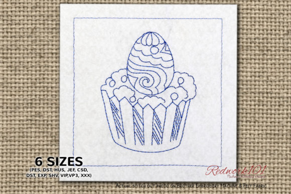 Testing the Easter Cupcake with Egg Redwork Embroidery Design